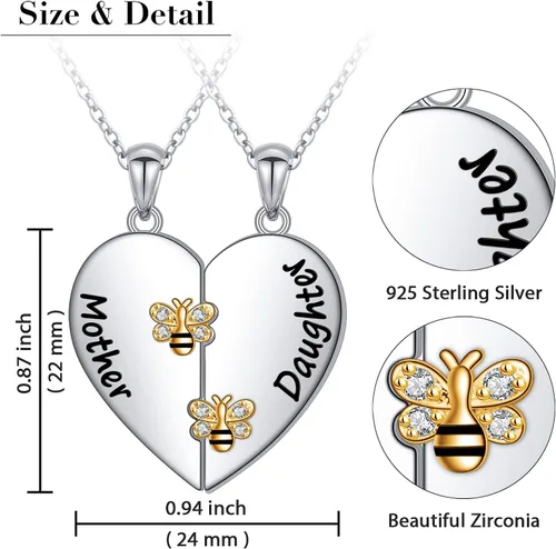 Vista 5 de DAOCHONG Collar con colgante de corazón de plata esterlina S925 para madre, hija, nieta, familia, joyería de papá, mamá, abuela, hijo, cumpleaños
