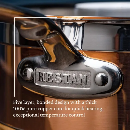 Vista 5 de Hestan - Colección CopperBond - Cacerola de cobre 100% puro, compatible con cocina de inducción, 1.5 cuartos