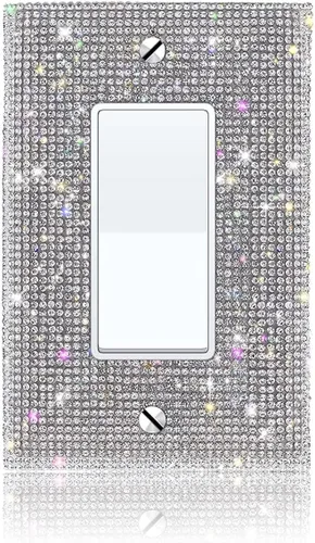 Vista 18 de Cubierta de interruptor de luz con brillos genéricos y enchufes, cubierta de placa de pared con diamantes de imitación brillantes, cubiertas