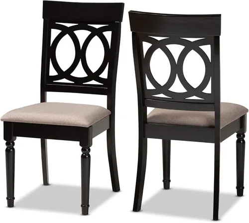 Vista 13 de Baxton Studio Lucie - Juego de sillas de comedor (2 piezas, tapizado de tela gris con madera con acabado marrón expreso)