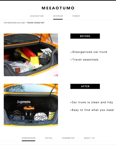 Vista 2 de Accesorios de red de carga para maletero para Ford Mustang 2015-2025