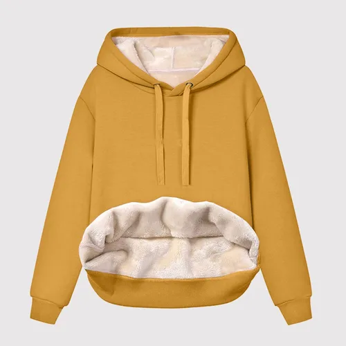 Vista 2 de YNGWIAO Sudadera con capucha estampada de Navidad y terciopelo grueso cálido y suelto con capucha para mujer