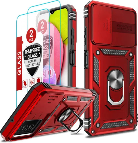 Vista 293 de LeYi Funda para Samsung Galaxy A05 (no compatible con A05S) con protector de pantalla y protector de lente de cámara, funda resistente de grado Negro