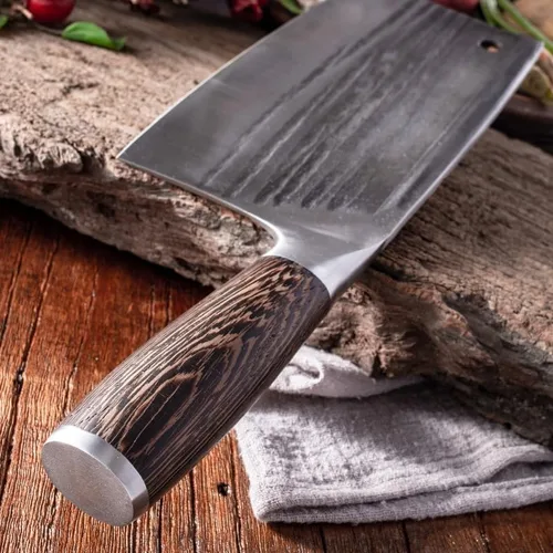Vista 6 de Cuchillo de carnicero de carne, cuchillo forjado a mano, corte de huesos, acero de alto carbono, cuchillo de carnicero de carne resistente, cuchillo