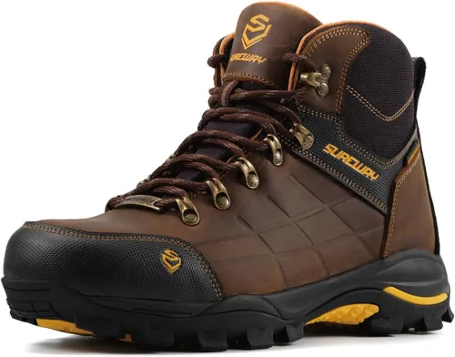 Vista 9 de SUREWAY Botas de trabajo impermeables de acero y punta suave de 6 pulgadas para hombre, botas de seguridad de cuero antideslizantes