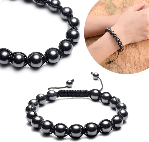 Vista 5 de Top Plaza Pulsera de eslabones trenzados ajustables para hombres y mujeres con energía curativa de ojo de tigre natural, piedras magnéticas