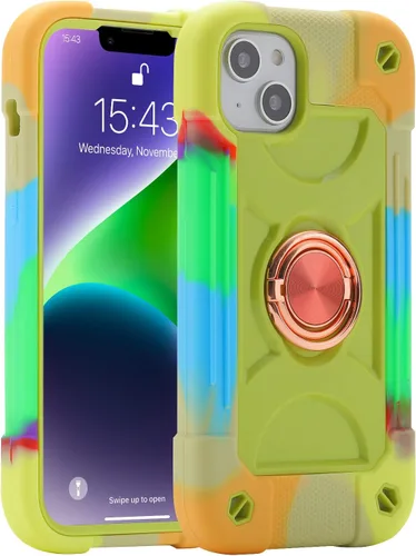 Vista 11 de MARKILL Funda compatible con iPhone 14 Plus de 6.7 pulgadas con soporte de anillo giratorio de 360 grados, protección contra caídas de grado