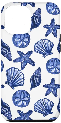 Vista 26 de Funda azul para iPhone 16, diseño de conchas marinas náuticas para nieta costera