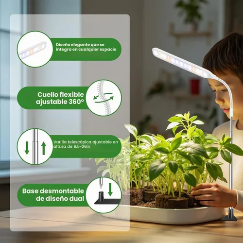 Vista 6 de Wolezek Luces de Crecimiento para Plantas de Interior, Luz de Crecimiento de Plantas de 52 LEDs de Espectro Completo con Base, Lámpara
