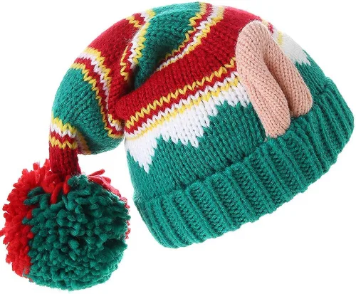 Vista 2 de LMLALML Sombreros de Navidad para mujeres, niños y hombres, elegante gorro de punto cálido y divertido para Año Nuevo, fiesta festiva