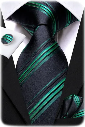 Vista 253 de Hi-Tie Corbata clásica de cachemira para hombre con pañuelo y gemelos a cuadros