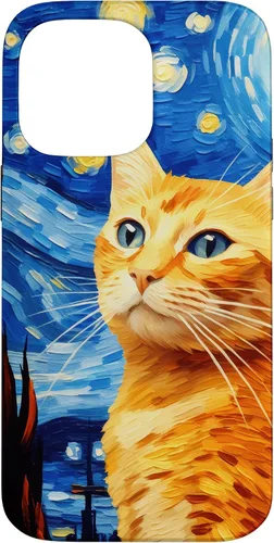 Vista 21 de Orange Tabby Cat Starry Night Vincent Van Gogh - Carcasa para iPhone 17