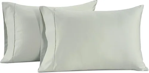 Vista 17 de Lane Linen Juego de 2 fundas de almohada 100 % de algodón, tamaño estándar, se adapta a almohadas estándar y Queen, fundas de almohada lujosas