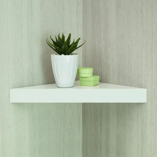 Vista 2 de MELANNCO Estante esquinero recto de madera, color blanco (paquete de 2)