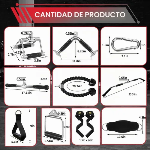 Vista 3 de LAT - Accesorio de cable de barra con empuñaduras de goma, barra de rizo sólida resistente de lujo, colgador giratorio para el gimnasio en casa
