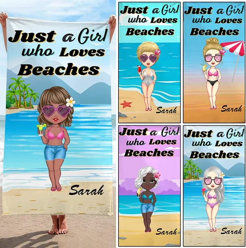Vista 11 de Toalla de playa personalizada Chibi Bestie, hawaiana en la playa, piscina, fiesta para niños pequeños, niñas, regalos, mejores amigas, toalla