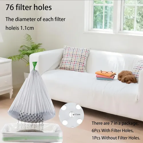 Vista 6 de Bolsas de arena para gatos con agujeros, 21 unidades con cordón grande, bolsas de arena para gatos, bolsas de basura para gatos (37 x 18 pulgadas)