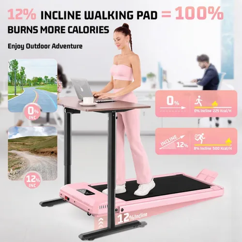 Vista 4 de FUNMILY Cinta de Correr Plegable con Almohadilla de Caminata Mejorada con Inclinación del 12%/15% y Barra de Manejo, Cintas de Correr Compactas