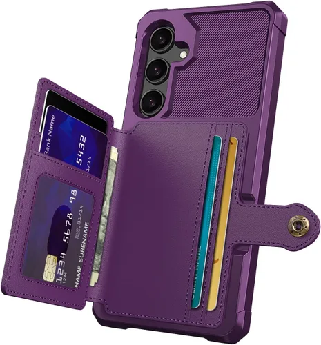 Vista 48 de Funda para Samsung Galaxy S21 Ultra con tarjetero, compatible con soporte magnético para automóvil, resistente a los golpes, resistente, suave, TPU