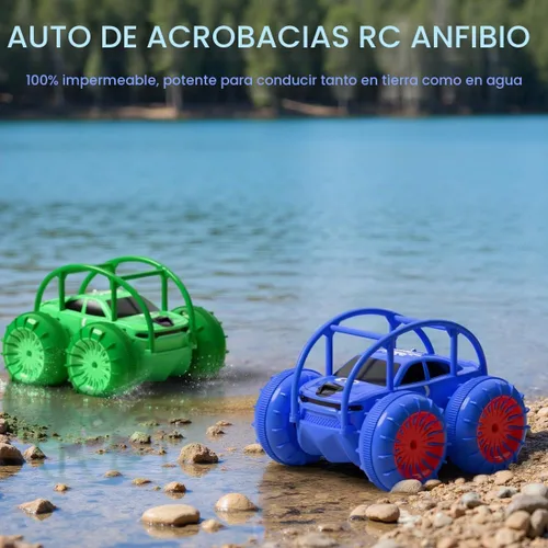 Vista 4 de Coche de control remoto, carga directa rápida, coches RC anfibios giratorios de 360° con LED recargable, coche de acrobacias 2.4Ghz 4WD todo