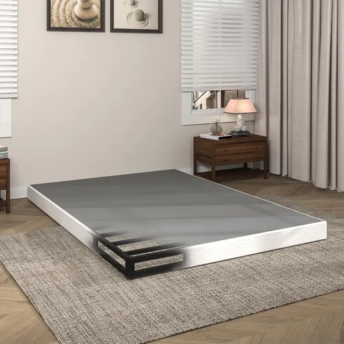 Vista 9 de Somier de 5 Pulgadas para Cama Individual, Base de Colchón Metálica Resistente con Funda de Tela, Montaje Fácil, Capacidad de 680 kg