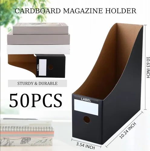 Vista 2 de Geyee 50 piezas de cartón para revistas, archivador de revistas, caja de almacenamiento de documentos, organizador de archivos de revistas con 50