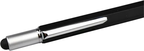 Vista 4 de DUNBONG Bolígrafo de metal multiherramienta 6 en 1, con destornillador, tinta negra, lápiz capacitivo, nivel y regla, 1 unidad (negro)