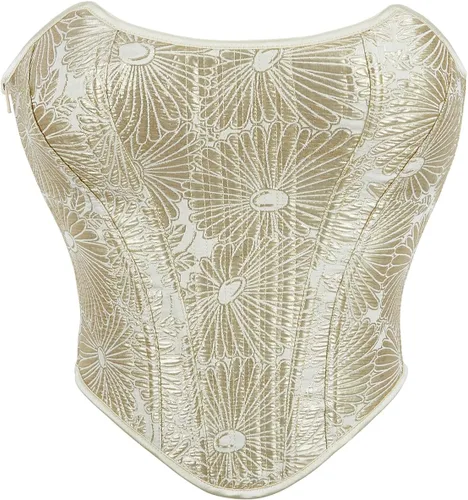 Vista 21 de Strapless Corset Top for Women Lace Up Bustier Clubwear Going Out Negro