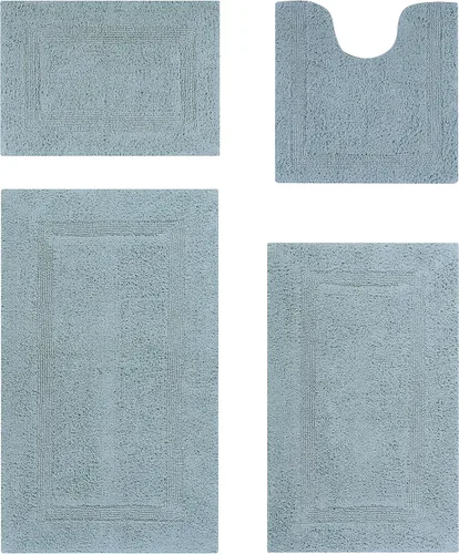 Vista 10 de Better Trends Juego de 4 alfombras de baño de lujo, 100% algodón, suaves, absorbentes de agua, reversibles, lavables a máquina, para decoración