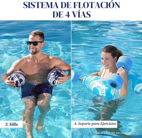 Vista 2 de Waterlife 4-in-1 Pool Hammock 4-Pack, Inflatable Pool Chair Float, Water (Saddle, Lounge Chair, Drifter)