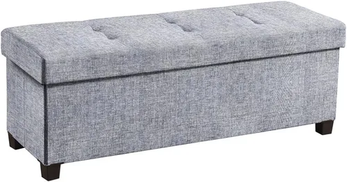 Vista 11 de Ornavo Home Banco otomano de almacenamiento grande de 30 pulgadas con patas Gris