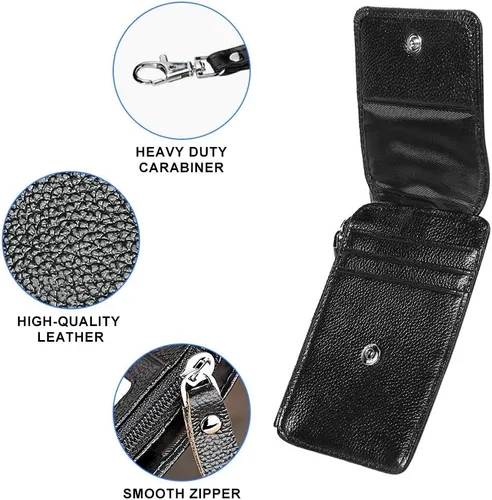 Vista 3 de plplaaoo Soporte para tarjetas, bloqueo RFID, identificación de piel de vaca, collar vertical con cordón, ranura transparente de alta definición
