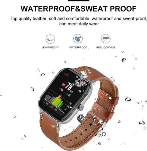 Vista 4 de Correa de reloj de cuero compatible con Amazfit Active 2/GTS 4 4mini 3 2 2e 2 mini >R 1.654 in y Bip 3/Bip 3 Pro/Bip U Pro/Bip/Bip Lite/Bip S/Bip S