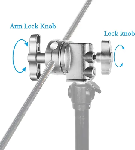 Vista 5 de Selens Cabezal de agarre resistente de 2.5 pulgadas, adaptador de soporte de abrazadera de cabeza giratoria multifuncional con soporte de 4, 8, 11