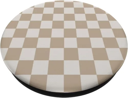 Vista 2 de PopSockets PopGrip con patrón clásico a cuadros de vainilla y crema vintage