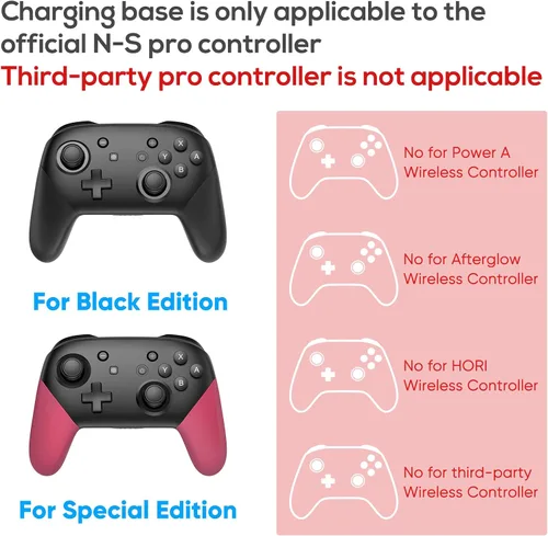 Vista 2 de Estación de carga para SwitchOLED modelo Joy Con y para controladores Switch Pro Base de carga con enchufe USB 2.0 y puertos, solo para controlador