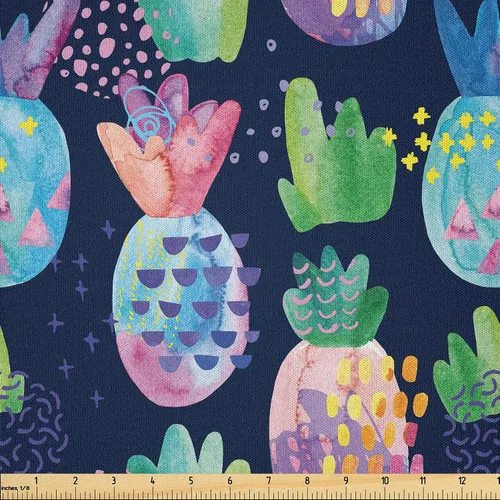Vista 25 de Ambesonne The Yard, tela de cachemira de The Yard, diseño vintage de motivos botánicos orientales, flores, vibraciones psicodélicas, arte, tela