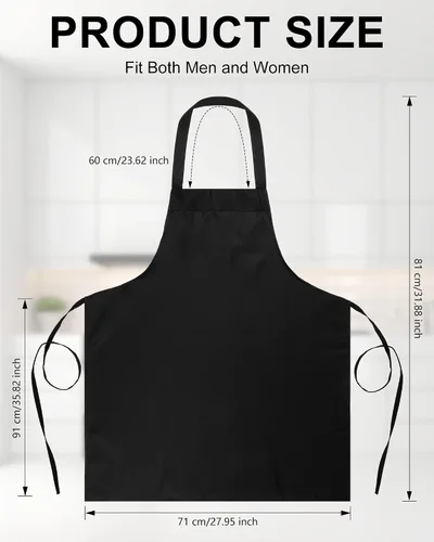 Vista 2 de Foaincore Paquete de 36 delantales con peto, delantales lisos a granel para hombre y mujer, delantal unisex para adultos, lavable a máquina, Negro
