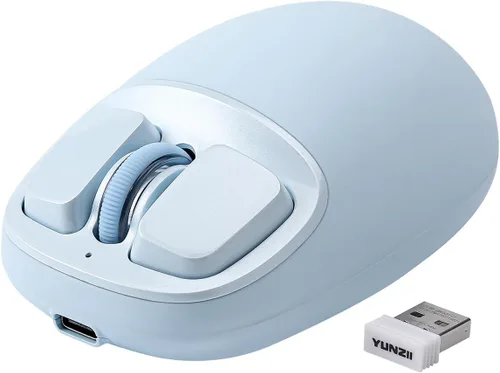 Vista 14 de YUNZll - Mouse inalámbrico de silicona C1, triple modo 2.4G/USB-C/Bluetooth, seguimiento óptico de 4800 DPl, 6 niveles de ajuste, mouse