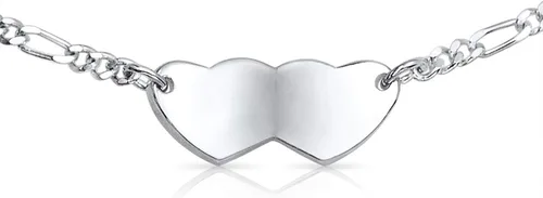 Vista 4 de Pulsera de identificación de alerta médica grabable con doble forma de corazón en blanco para mujeres y adolescentes, de plata de ley 925, muñeca