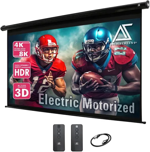 Vista 8 de Akia Screens AK-MOTORIZE104V1 - Pantalla de proyector motorizada de 104 pulgadas, 4:3, pantalla de proyector desplegable eléctrica con mando a