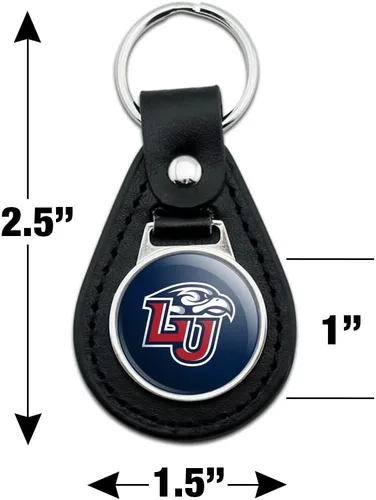 Vista 2 de GRAPHICS & MORE Llavero con logotipo primario de Liberty University de cuero negro, Negro
