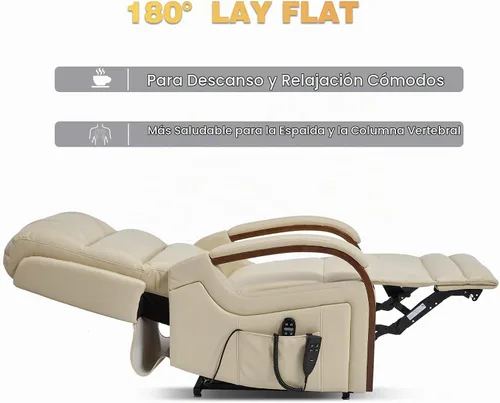 Vista 4 de Trustyue Silla Reclinable de Elevación Eléctrica de Doble Motor, Reclinable Completamente Plana, Silla Elevadora con Masaje y Calor, Asistencia