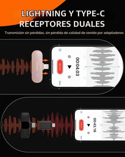 Vista 3 de Micrófono de solapa inalámbrico para iPhone, teléfono Android, PC, rango de 100 pies, estuche de carga de batería de 50 horas, micrófonos con clip