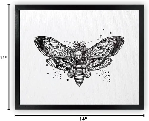 Vista 9 de Dignovel Studios 11 x 14 sin marco cabeza de muerte halcón polilla insecto tótem ciencia animal acuarela arte impresión póster pared guardería niños