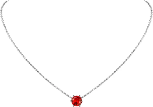 Vista 23 de Suplight 925 Sterling Silver Heart/Round Birthstone Necklaces for Women 01. Enero (Garnet)