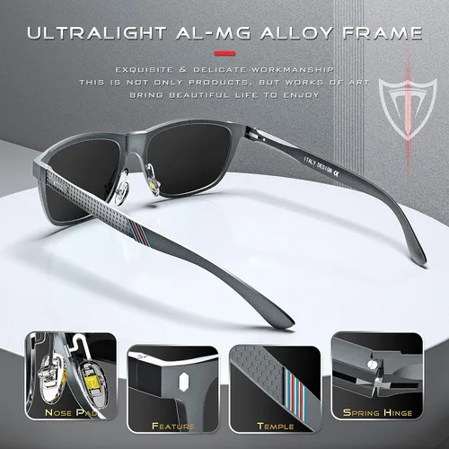 Vista 4 de ATTCL Gafas de sol polarizadas para hombre - Marco metálico Al-Mg ultraligero
