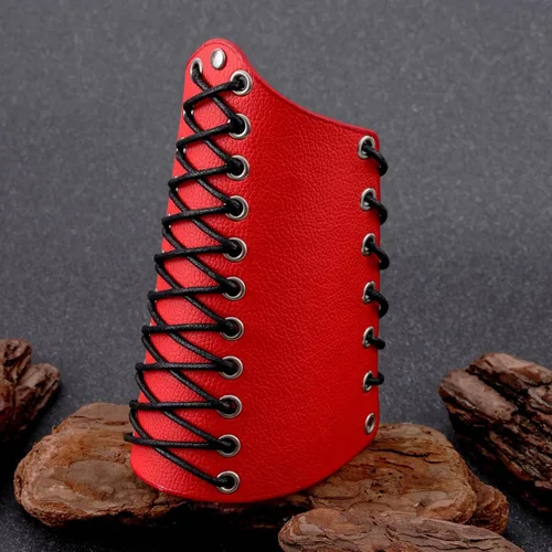 Vista 12 de MILAKOO 2 unids hombre negro cuero ancho guantelete pulsera de sujeción brazo armadura brazalete ajustable
