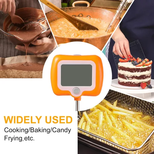 Vista 6 de Termómetro digital de caramelo con clip para olla, termómetro de lectura instantánea impermeable para cocinar, hornear, freír, termómetro para freír