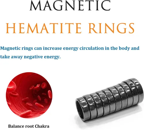 Vista 28 de Morchic - Anillos unisex de piedras de hematita, para equilibrar ansiedad, chakra raíz, (paquete de tamaños mixtos)